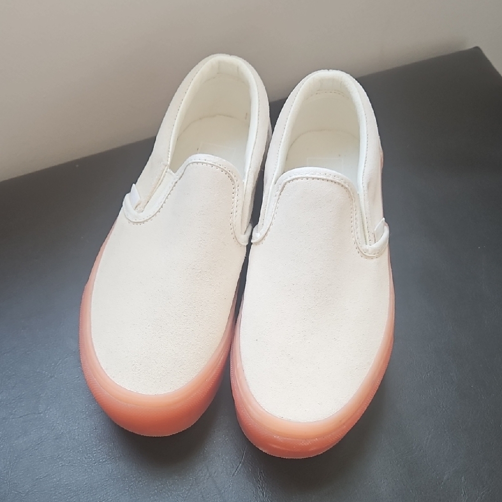 Womens Vans Slip-On Shoes - Tan and Orange 6